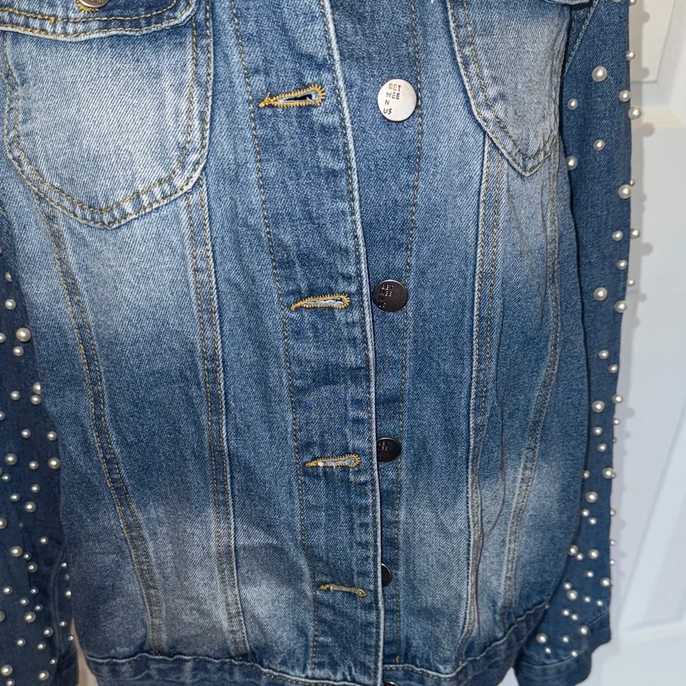 Pearl Studded Blue Denim Jacket - Picture 2 of 13